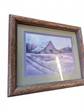 Vintage Rustic Barn Landscape Framed Wall Art